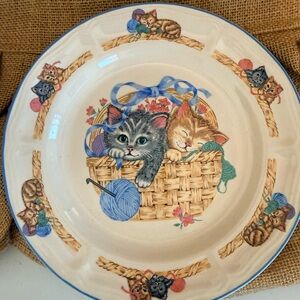 1970s Purrfect Friends Stoneware Dinner Plates Salad Plates Replacements Cat vtg